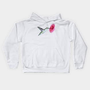 Hummingbird Pink Flower Kids Hoodie